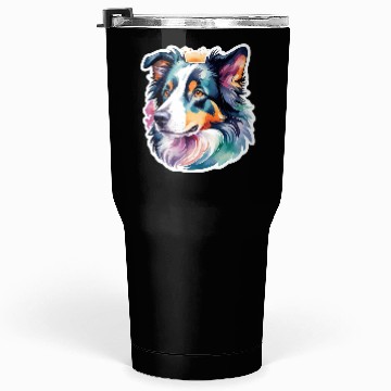 Discover Border Collie Watercolor Tumblers 30 Oz