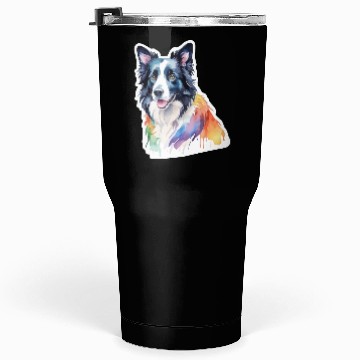 Discover Border Collie Watercolor Tumblers 30 Oz