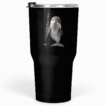 Discover Dolphin Playing Clarinet Realistic Tumblers 30 Oz