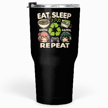 Discover Cute Anime Eat Sleep Anime Repeat Manga Tumblers 30 Oz