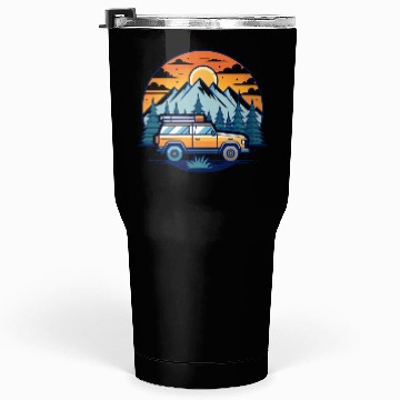 Discover Camper Van parked Lake with Mountains Tumblers 30 Oz