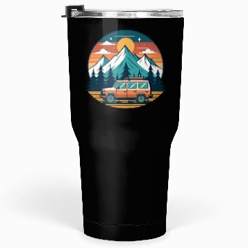 Discover Camper Van parked Lake with Mountains Tumblers 30 Oz