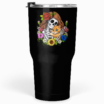 Discover Skeleton Cat Floral Tumblers 30 Oz