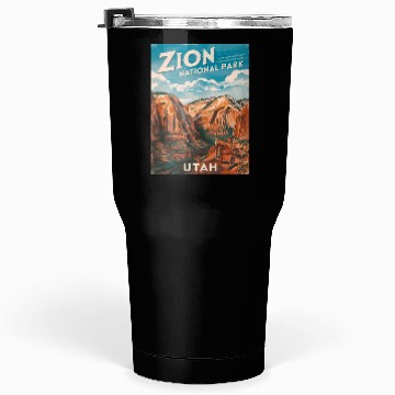 Discover Vintage Travel Zion National Park Utah Landscape Tumblers 30 Oz