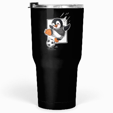 Discover Penguin Playing Soccer Cartoon Fun Tumblers 30 Oz