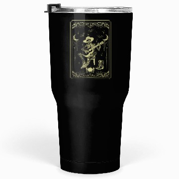 Discover Tarot Card Celestial Cowboy Skeleton Plays Guitar Tumblers 30 Oz