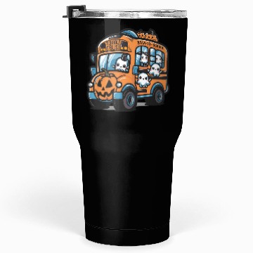 Discover Ghost Halloween School Bus Tumblers 30 Oz