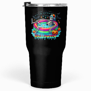 Discover Funny Just Waiting For Halloween Skeleton Tumblers 30 Oz