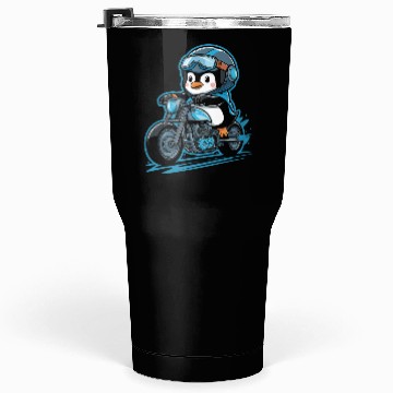 Discover Penguin Riding Motorcycle With Goggles On Tumblers 30 Oz