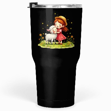 Discover Girl Hugging a Cute Sheep Tumblers 30 Oz