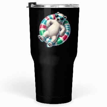 Discover A relaxed polar bear on a swimming ring Tumblers 30 Oz