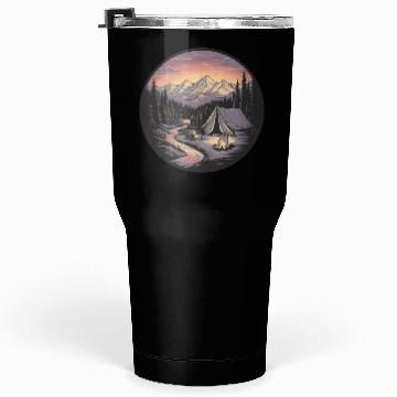 Discover Mountain Morning: Peaceful Camping Monoline Tumblers 30 Oz