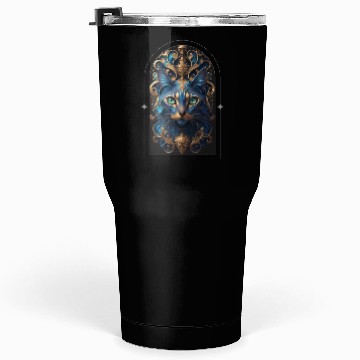 Discover Elegant stylish blue and gold cat face Tumblers 30 Oz