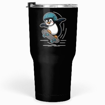 Discover Skating Penguin With Helmet Tumblers 30 Oz