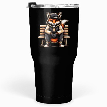 Discover A Cartoon Fox Sitting On A Park Bench Tumblers 30 Oz