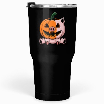 Discover Halloween pig pumpkin comic funny whimsical Tumblers 30 Oz