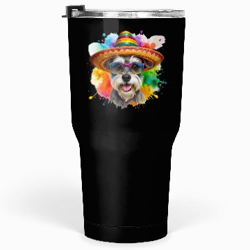 Discover Schnauzer head, dog with glasses Tumblers 30 Oz
