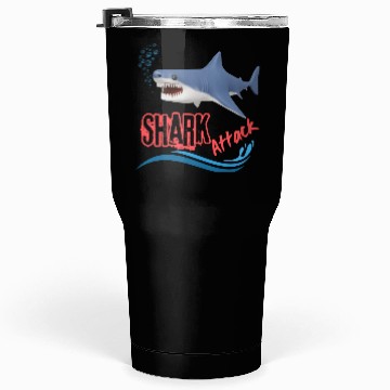 Discover A different unique colorful shark attack design Tumblers 30 Oz