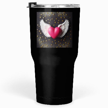 Discover Hot Pink Heart with Wings Tumblers 30 Oz