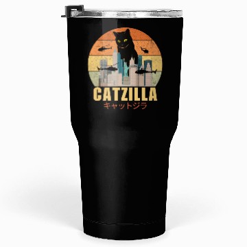 Discover Retro Vintage Catzilla Japanese Cute Cat Lover Tumblers 30 Oz