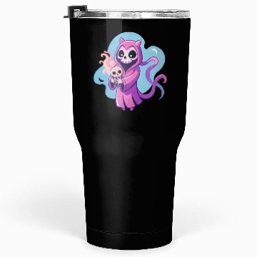 Discover skeletal figure, violet pink robe, lavender puppy Tumblers 30 Oz