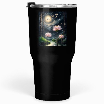 Discover Lotus Blossoms Under the Moonlight Tumblers 30 Oz