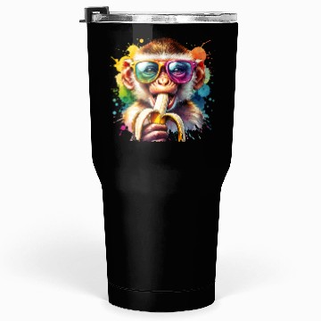 Discover Monkey with sunglasses and banana Tumblers 30 Oz