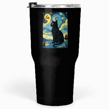 Discover Halloween Starry Night Black Cat Comma La Harris Tumblers 30 Oz