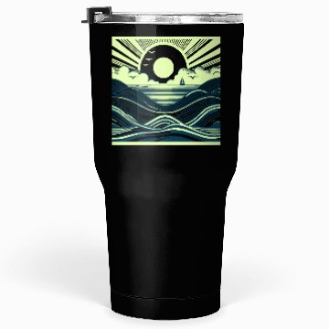 Discover Ocean Sunrise Retro Wave Sailing Tumblers 30 Oz