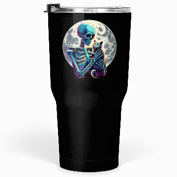 Discover Skeleton Cute Cat Skull Kitty Halloween Tumblers 30 Oz