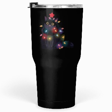 Discover Festive Christmas Lights Cat Tumblers 30 Oz