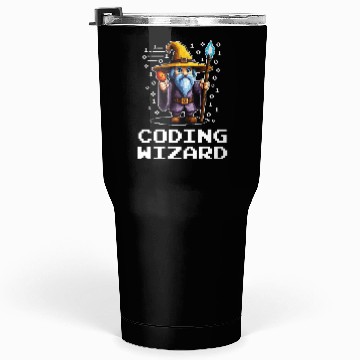 Discover Funny Coding Wizard Pixel Fantasy Coder Magic Tumblers 30 Oz