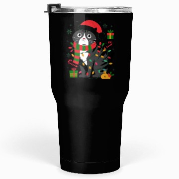 Discover Cute Christmas Cat Design - Festive Lights Tumblers 30 Oz