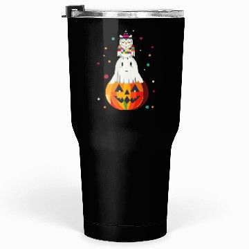 Discover Owl and ghost on the pumpkin - Halloween motif Tumblers 30 Oz