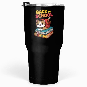 Discover Playful Cat Back to School Illustration Tumblers 30 Oz