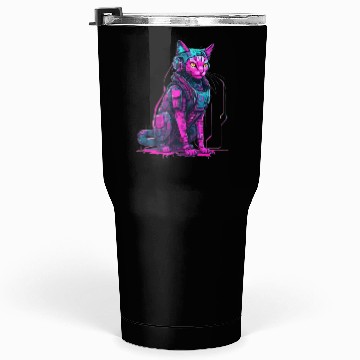 Discover Cyber Warrior Cat Tumblers 30 Oz