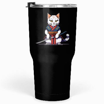 Discover Pixel Samurai Cat Warrior Tumblers 30 Oz