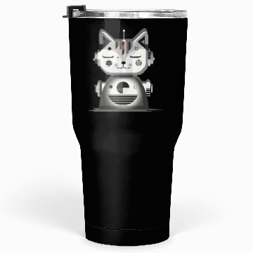 Discover Geometric Robot Cat - Creative Illustration Tumblers 30 Oz