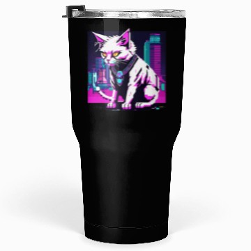 Discover Neon Cyberpunk Cat Tumblers 30 Oz