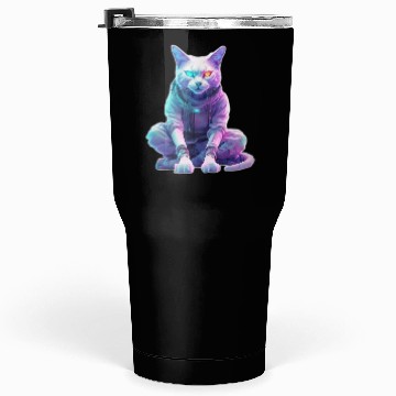 Discover Futuristic Cyberpunk Cat Tumblers 30 Oz