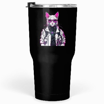 Discover Cyberpunk Cat: Neon Outlaw Tumblers 30 Oz