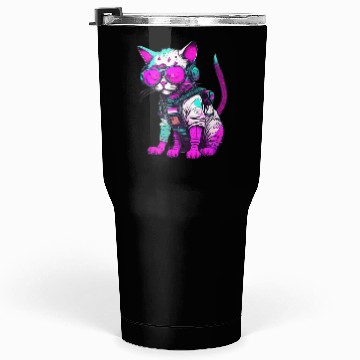 Discover Punk Space Cat with Neon Goggles Tumblers 30 Oz