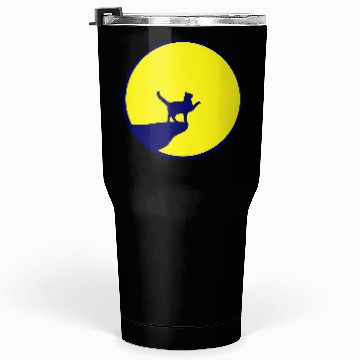 Discover Cat Moon Cliff At Night Werewolf Round Howling Fun Tumblers 30 Oz
