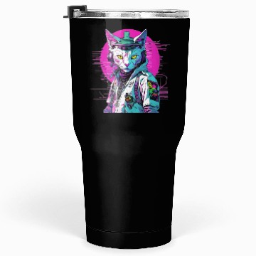 Discover Neon Cyberpunk Warrior Cat Tumblers 30 Oz