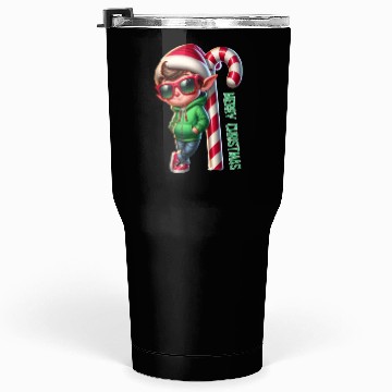Discover Merry Christmas Cool Elf with Candy Cane Vibes Tumblers 30 Oz