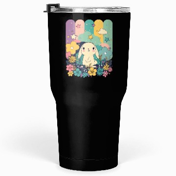 Discover Cute Easter Bunny Surrounded By Flowers Tumblers 30 Oz