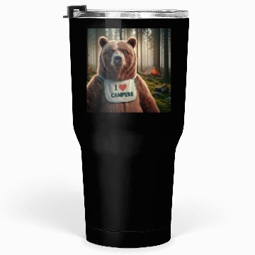 Discover I love campers Grizzly bear with bib Tumblers 30 Oz