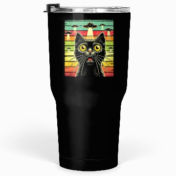 Discover Fun Cat sunset Galaxy Cat Spaceship Alien Cat UFOs Tumblers 30 Oz