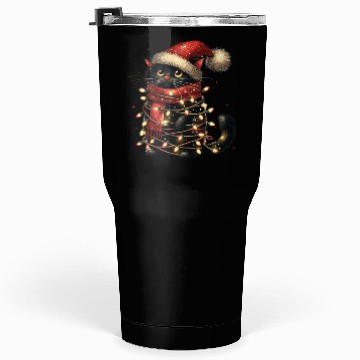 Discover Black Cat In Christmas Light, Cat Lights Tumblers 30 Oz
