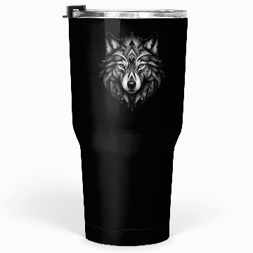 Discover Black and White Geometric Wolf Tumblers 30 Oz